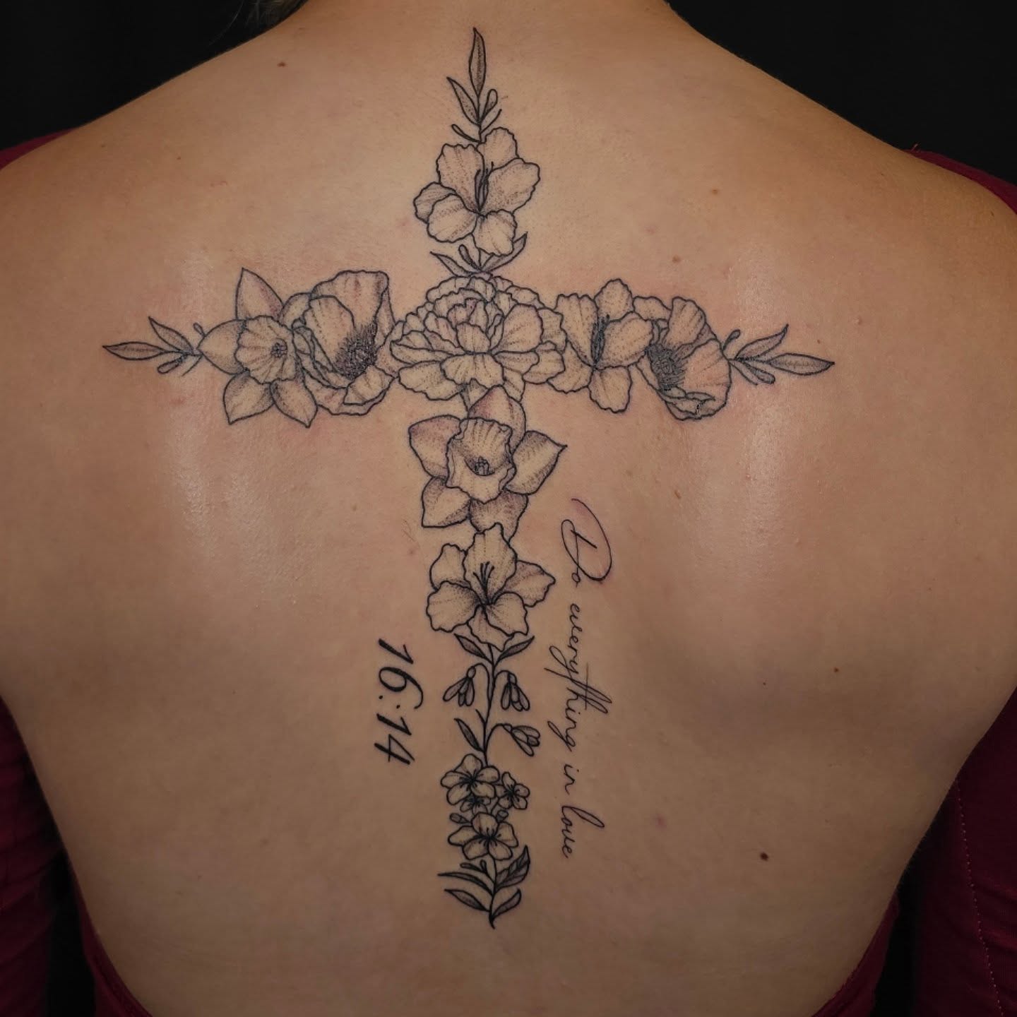 Thank you Izzie for allowing me to do this piece for you! 
.
.
.
.
#crosstattoos #flowertattoos #dmvtattooartist #marylandtattooartist #redoctopustattoo