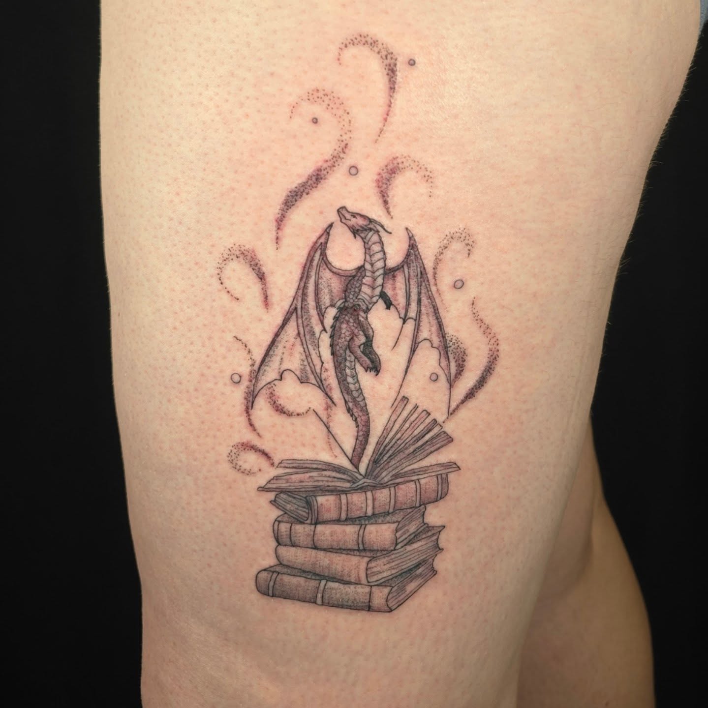 Thank you so much for our giveaway winner, Katie! It was so fun to tattoo this! 
.
.
.
.
#redoctopustattoo #dmvtattooartist #marylandtattooartist #dragontattoo #booktattoo #dmvtattoos