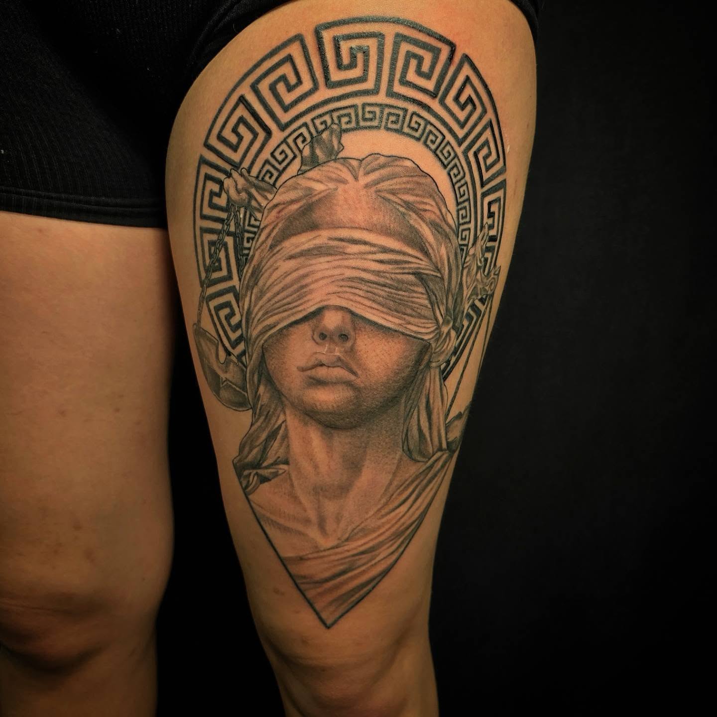 Lady Justice from my available designs! I love this piece. 
.
.
.
.
.
#dmvartists #dmvtattoos #blackandgreytattoos #marylandtattooartist #marylandtattoos
