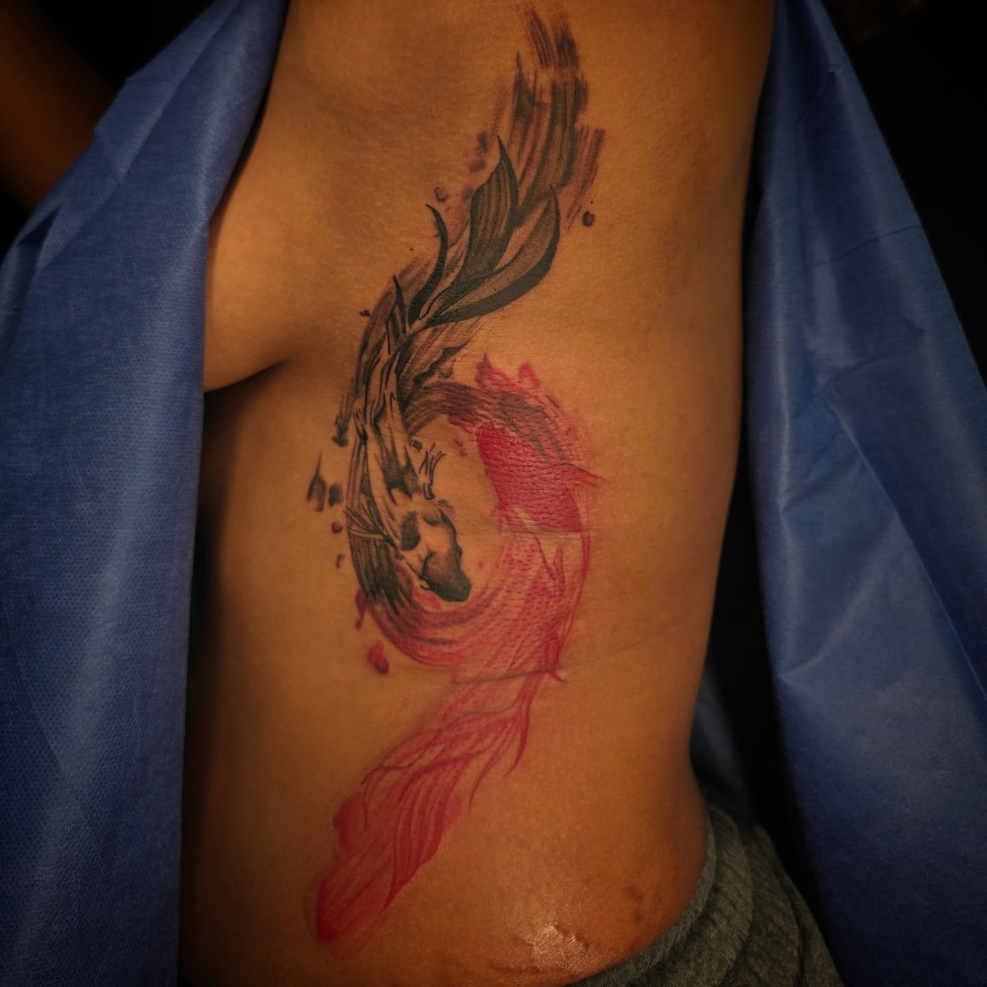 Thank you Jasmine for allowing me to do this piece! 
.
.
.
.
#koifishtattoos #balancetattoos #redoctopustattoo #dmvtattooartist #dmv