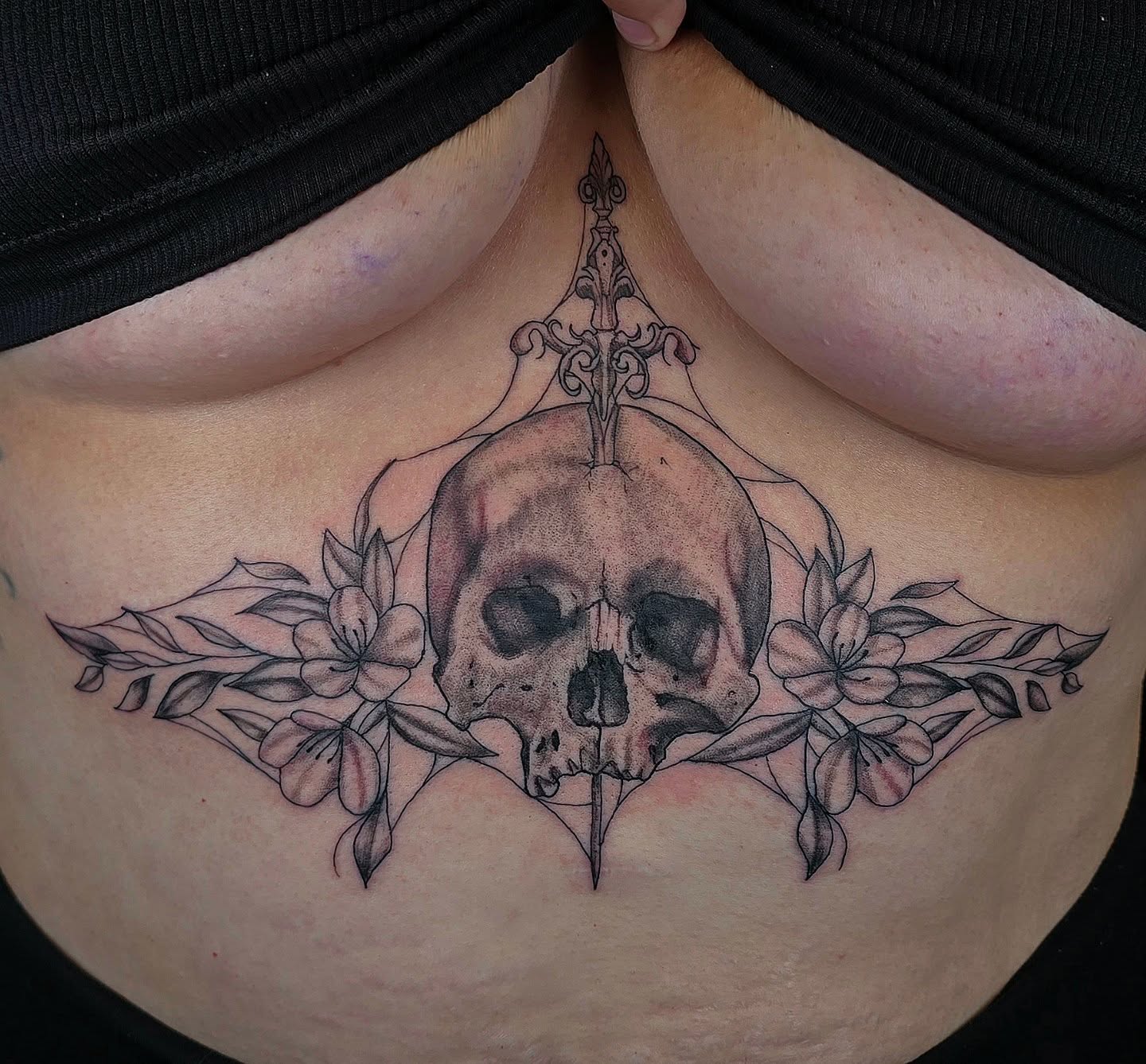 Thank you so much Samantha for allowing me to do this piece for you! 
.
.
.
.
#sternumtattoo #skull #skulltattoo #gothictattoos #redoctopustattoo #redoctopusmaryland #dmvtattooartist #dmv #marylandtattooartist